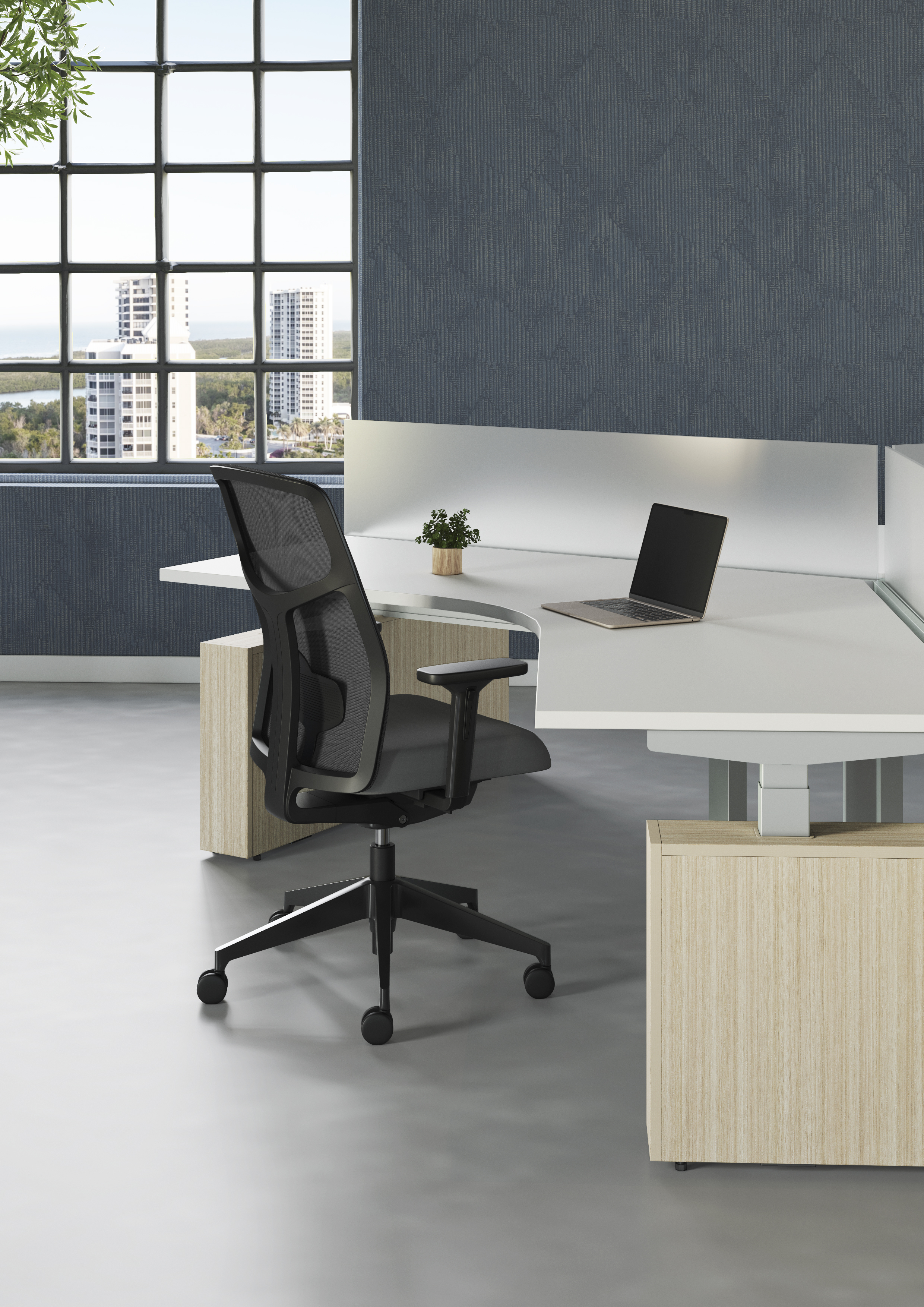 Chelsea with black frame and grey 3D knit mesh and seat