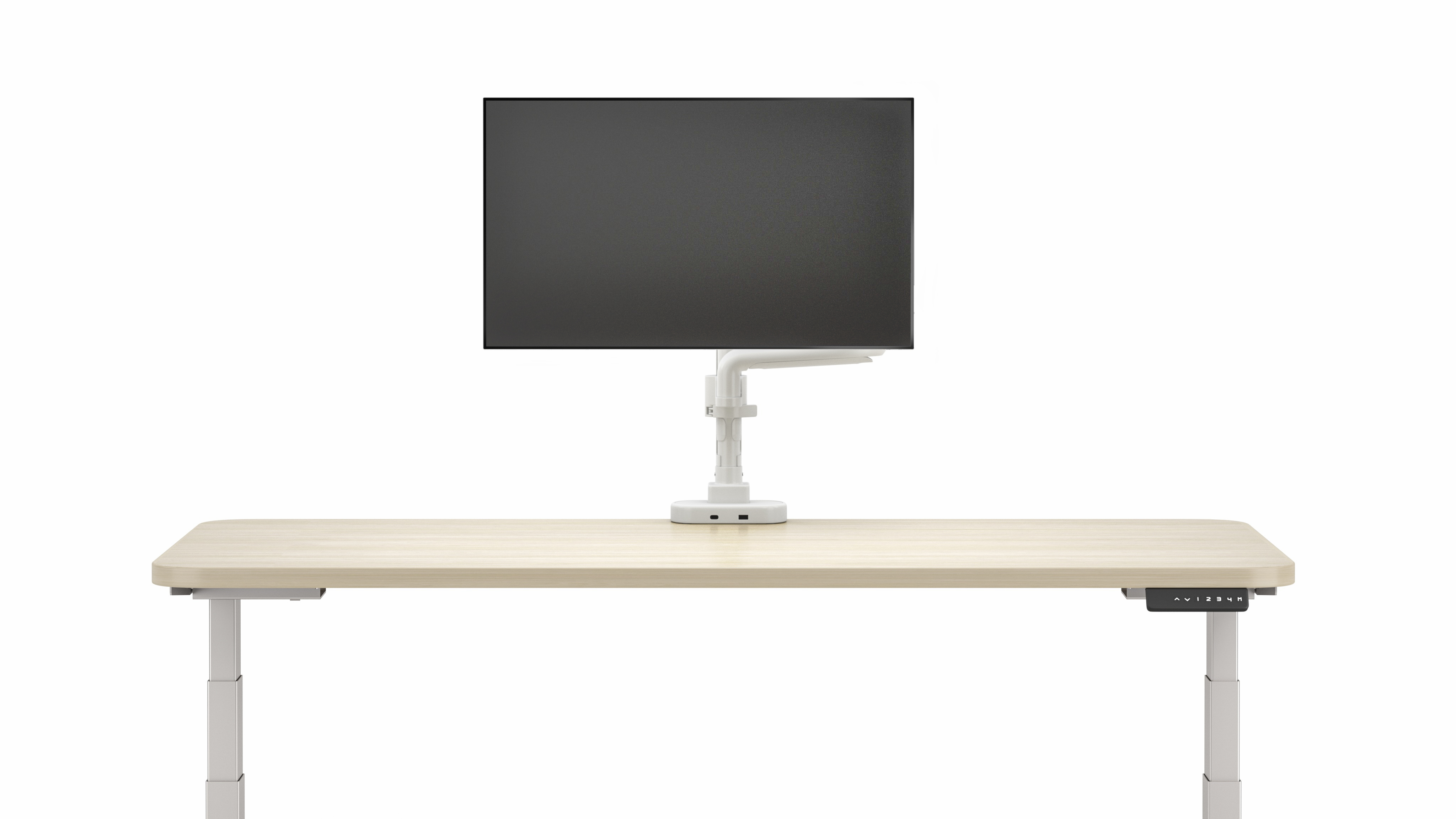 Performance Series Monitor Arm, Single, White finish, front view