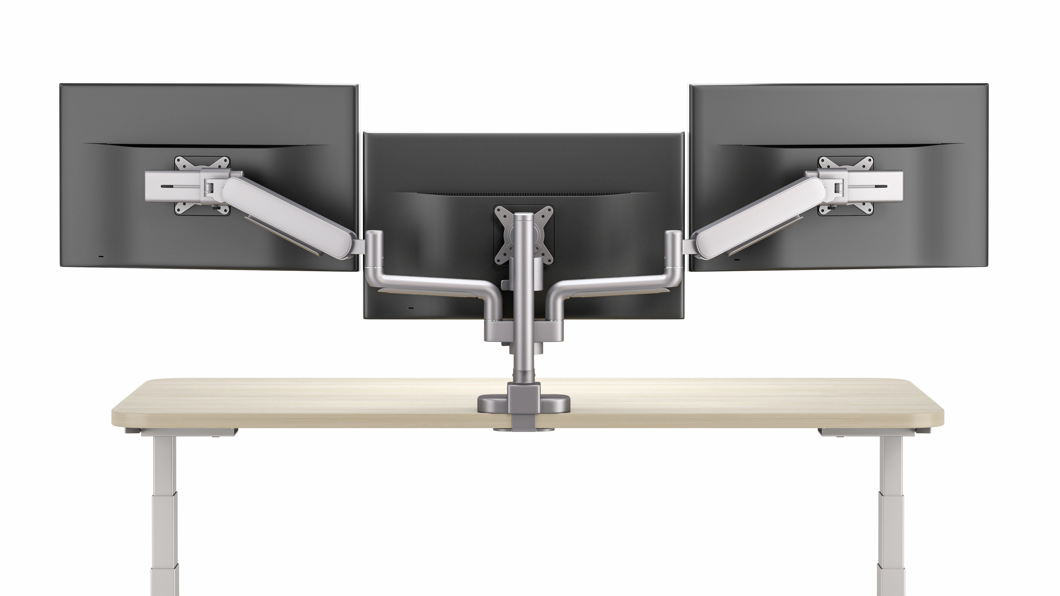 Performance Series Monitor Arms, triple, silver finish