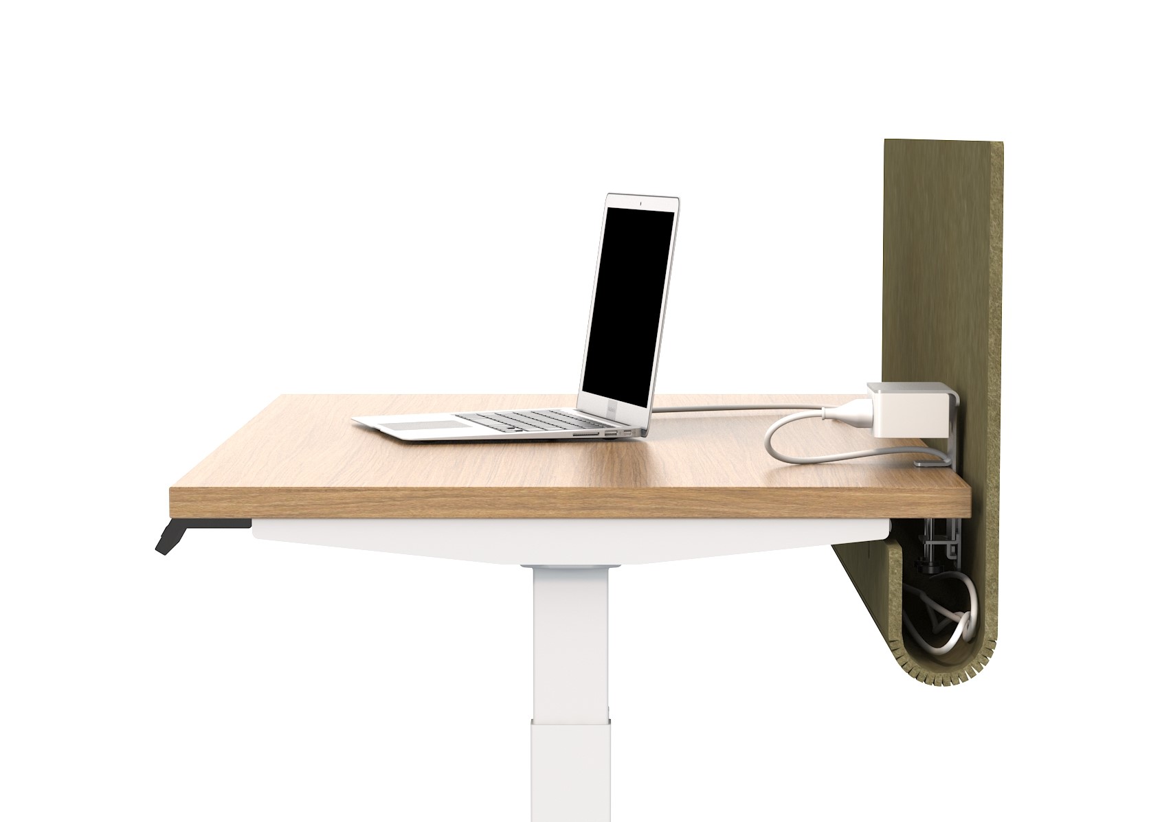 PET screen with integrated wire manager (Olive)