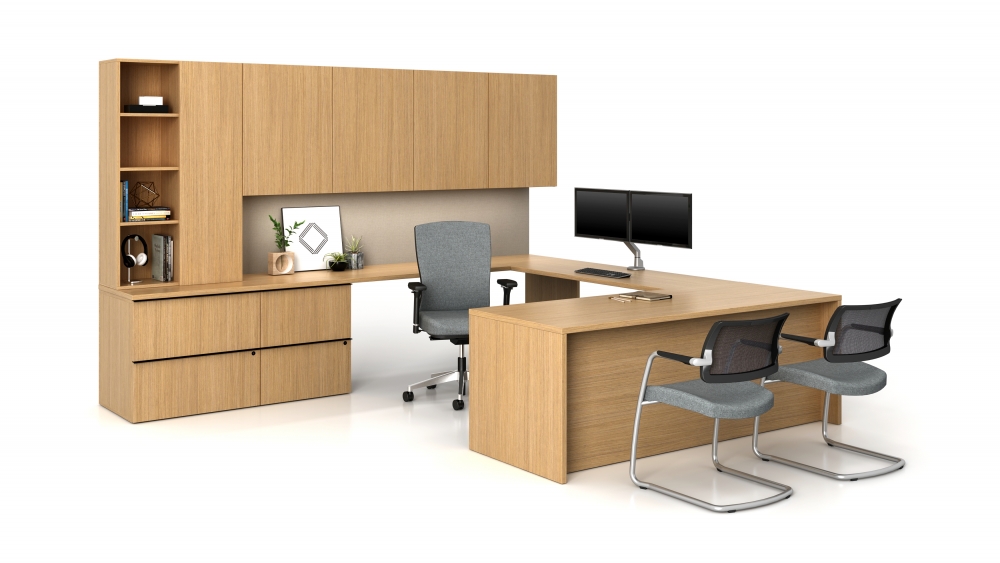Private office featuring slim pulls and touch-to-open cabinets (available with or without locks)