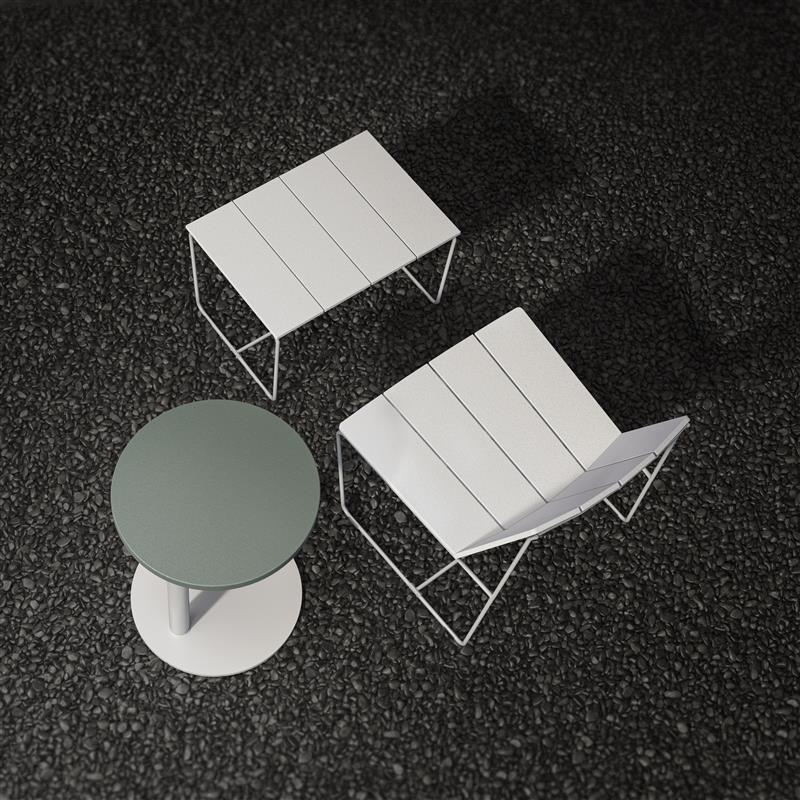 White Seaboard Lounge and Ottoman with Delago Laptop height Table